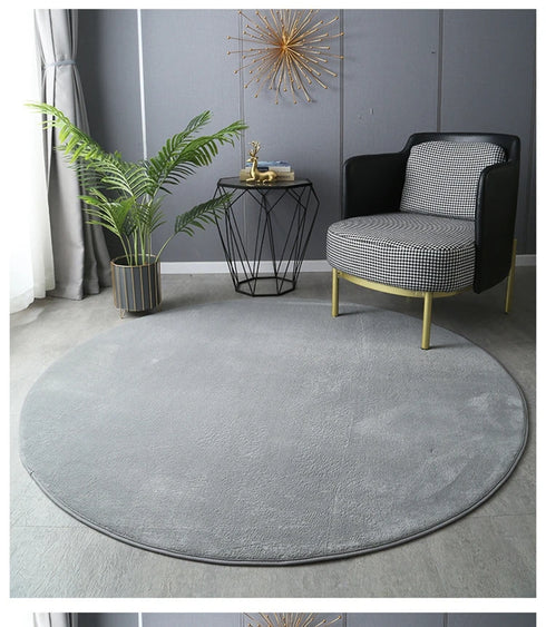 Round Coral Velvet Carpet for Living Room Coffee Table Floor Rug Short Plush Foot Mat for Children's Play